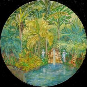 Un jardin tropical, Huile sur toile,  Claire Mallet