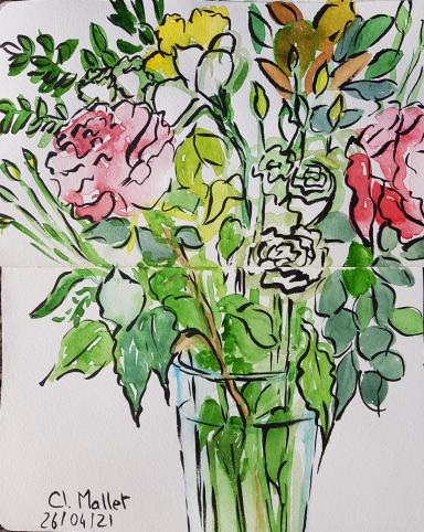 Roses et lisianthus claire mallet